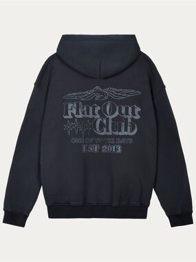 P&Co FLAT OUT CLUB HOODIE - WASHED BLACK